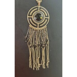 New-Sophia & Kate Statement Jewelry Set Chain Necklace And Earrings Gold/black.